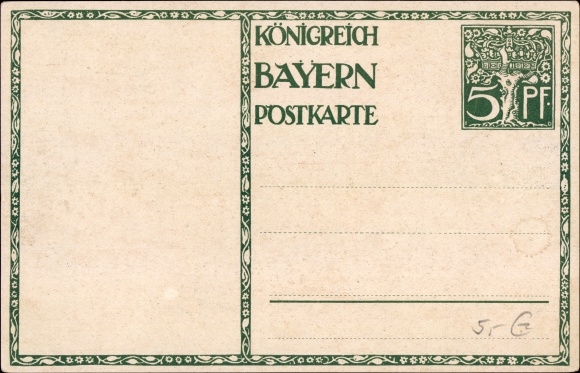 Postwaardestukken kunstenaarskaart Diez, M., prins-regent Luitpold van Beieren 1911, 5 Pfennig