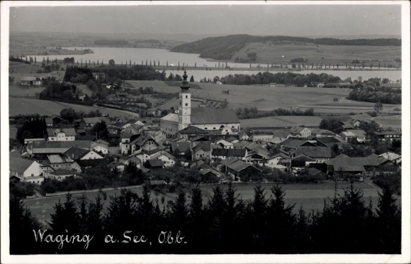 Postcard Waging am See Upper Bavaria, general view