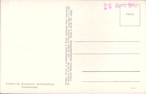 Postcard Friedrichroda in the Thuringian Forest, aerial photograph