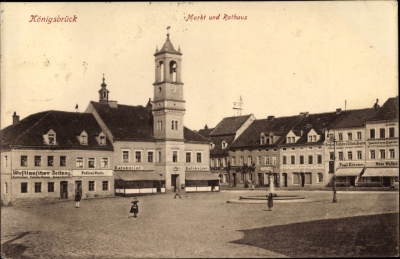 Postcard Königsbrück in Oberlausitz, market, town hall, Ratskeller, Hans Walter, Paul Kirsten