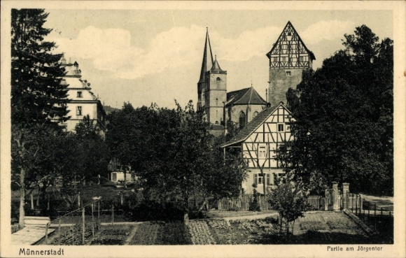 Postcard Münnerstadt in Lower Franconia Bavaria, game at Jörgenter