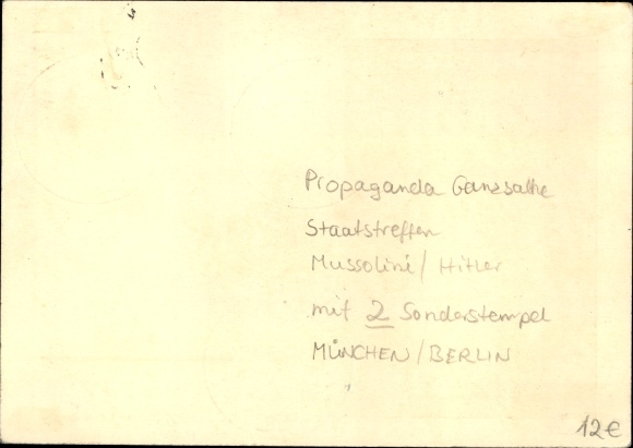 Papeteria pocztowa KP KDF, odbiór na koniec dnia, Berlin 1937, specjalne odwołanie Mussolini Hitler