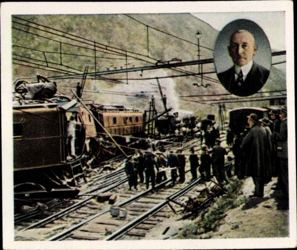 Collector's picture The Post-War Period No. 76, April 1924 Dr. Carl Helfferich, Bellinzona train accident
