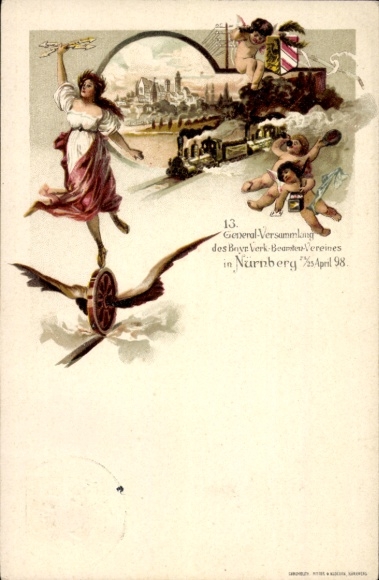 Ganzsachen Litho Nürnberg, 13. Versammlung des Bayr. Verk. Beamten Vereines 1898