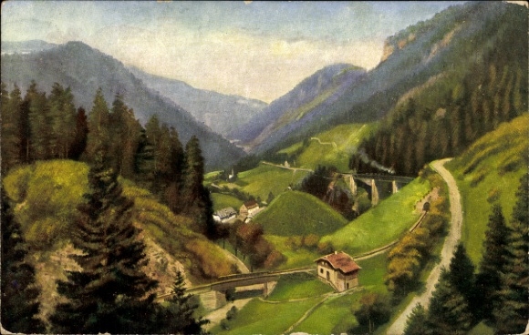 Artysta KP Hoffmann, H., Breitnau w Schwarzwaldzie, Höllental w pobliżu wąwozu Rawenny