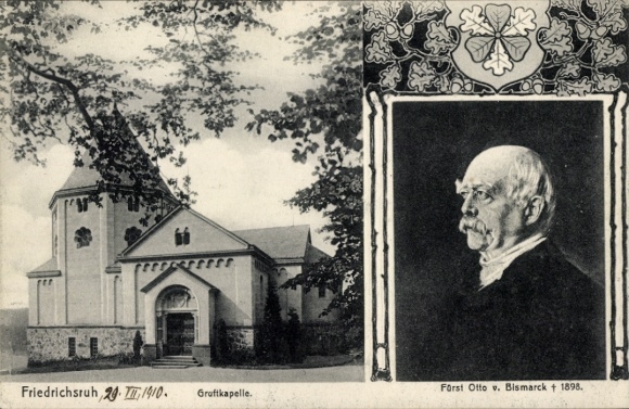 Ak Friedrichsruh Aumühle im Herzogtum Lauenburg, Fürst Bismarck, Portrait, Gruftkapelle