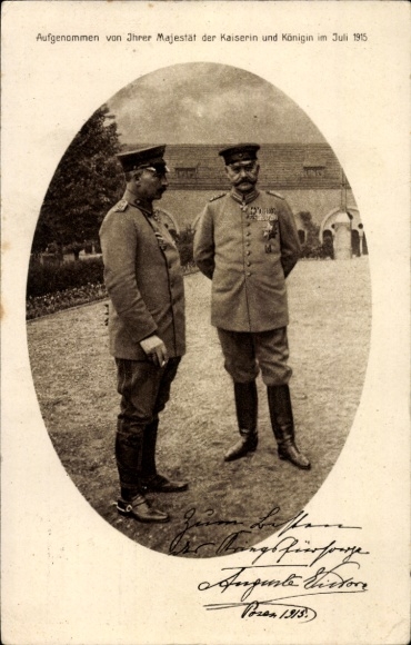 Passepartout Ak Kaiser Wilhelm II., Generalfeldmarschall Paul von Hindenburg, Posen 1915