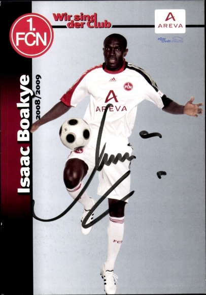 Autograph card footballer Isaac Boakye, 1. FC Nuremberg, autograph