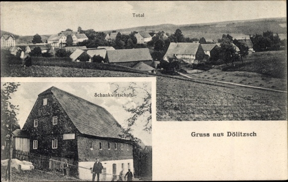 Ak Dölitzsch Narsdorf Geithain in Sachsen, Schankwirtschaft, Gesamtansicht
