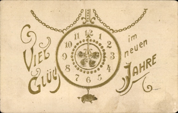 Präge Ak Glückwunsch Neujahr, Uhr
