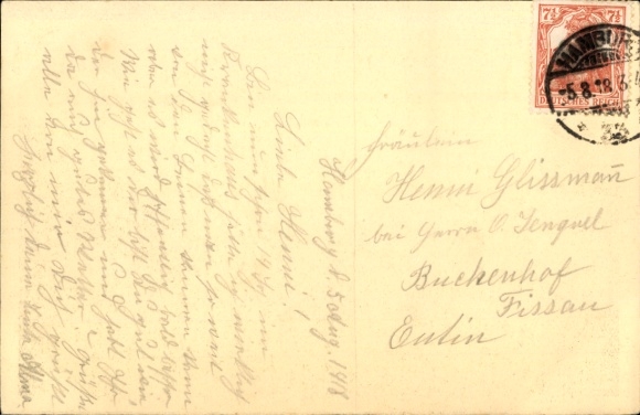 Postcard Hamburg Barmbek, House M. 1 and Bärenbrunnen
