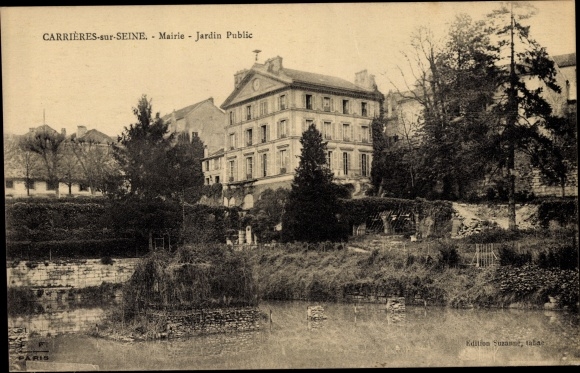 Postcard Carrieres sur Seine Yvelines, Town Hall, Public garden
