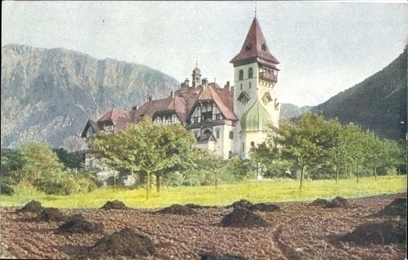 Postcard Klagenfurt am Wörthersee Carinthia, Karawankenhof, mountain landscape, trees, meadow