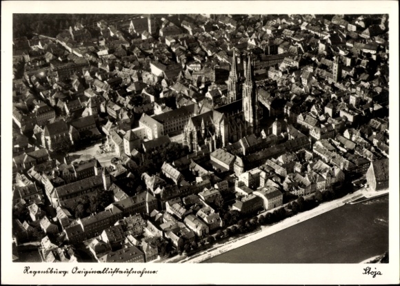 Postcard Regensburg on the Danube Upper Palatinate, aerial photograph
