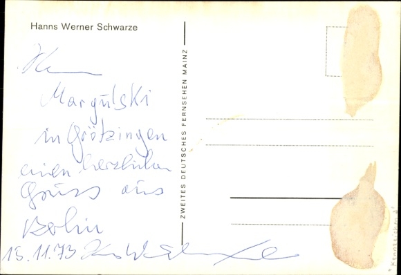 Postcard Journalist Hanns Werner Schwarze, Portrait, Autograph
