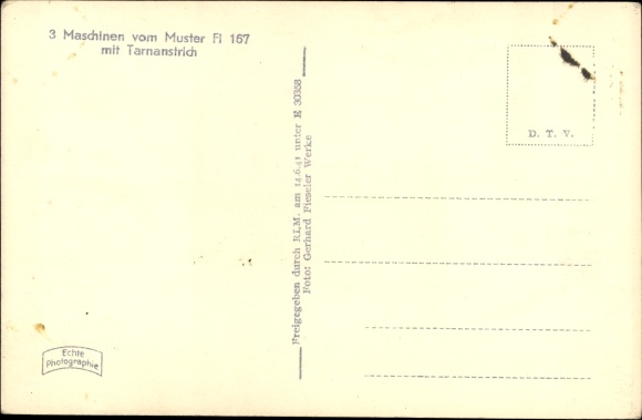 Postcard Deutsche Luftwaffe, Fieseler Fi 167 fighter aircraft with camouflage paint