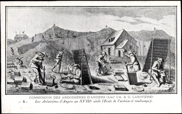 Postcard Angers Maine et Loire, Ardoisieres d&#39;Angers Commission, In the 18th century, Slate split