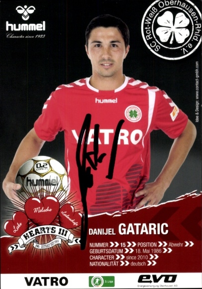 Autogrammkarte Fußballer Danijel Gataric, Rot-Weiss Oberhausen, Autogramm