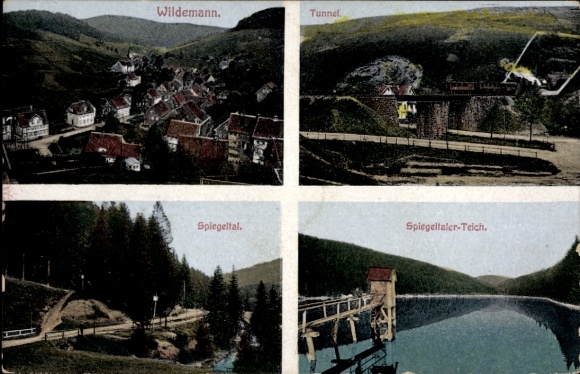 Ak Wildemann Clausthal Zellerfeld im Oberharz, Multiple Ansichten von  Tunnel, Spiegeltal, Spi...