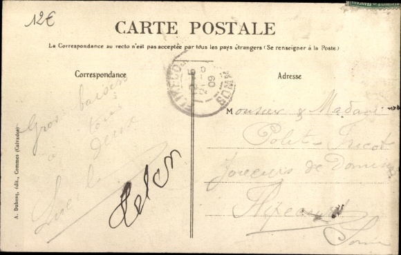 Postcard En Normandie, La Partie de Dominos, Couple in Tracht