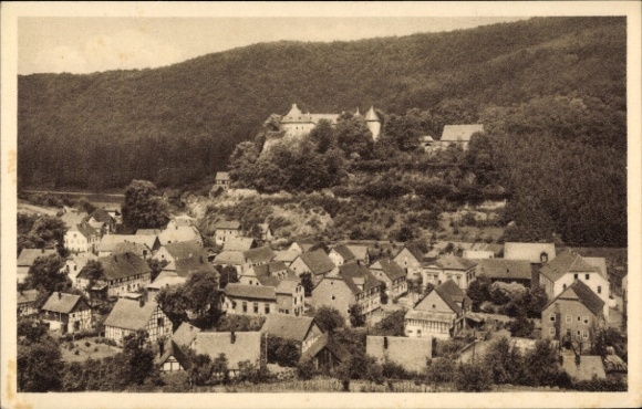 Postcard Bilstein Lennestadt in the Sauerland in the district of Olpe, view of the town, castle