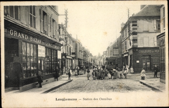 Postcard Longjumeau Essonne, Omnibus Station, Grand Bazaar