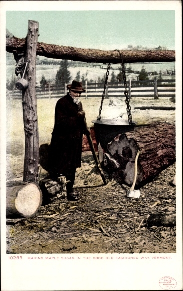 Ak Vermont Verenigde Staten, Maple Sugar maken op de ouderwetse manier