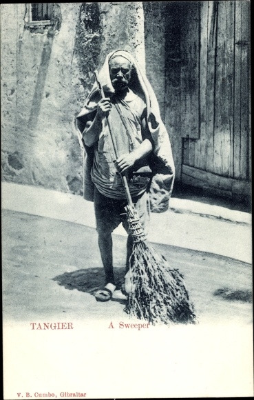 PC Tangier Morocco, street cleaner, broom
