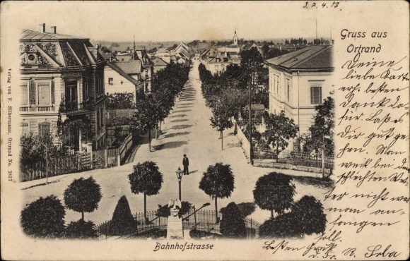 Postcard Ortrand im Schraden Brandenburg, Bahnhofstrasse