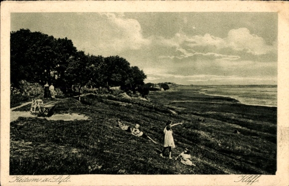 Ak Keitum op Sylt, landschapsfoto, kinderen op het strand, idyllische omgeving, wolken