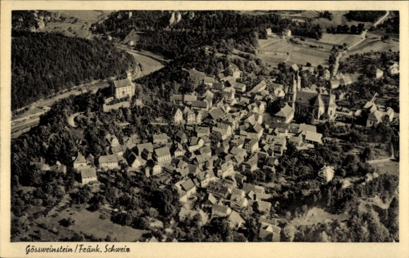 Postcard Gößweinstein in Upper Franconia, aerial photograph