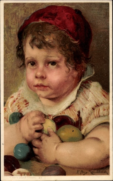 Artist PC Faulbach, F. Aug., Happy Easter, child with Easter eggs