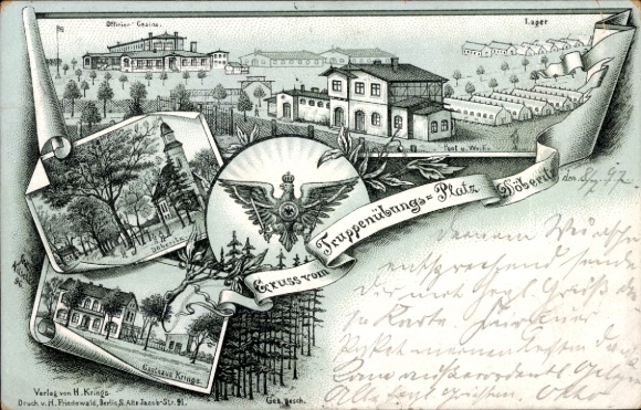 Chromo-Litho Dallgow Döberitz in Havelland, military training area, officer casino, Krings Inn, camp