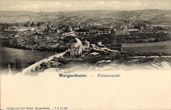 PC Bad Mergentheim in Tauberfranken, total view from the publisher Chr. Heller, F. S B. 439