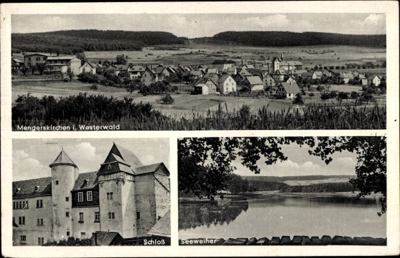 PC Mengerskirchen in the Westerwald Hesse, castle, panorama, lake pond