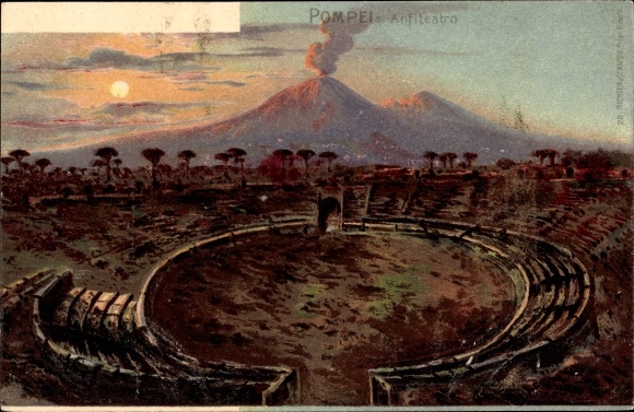 Chromo-Litho Pompeji Pompei Campania, Amphitheater