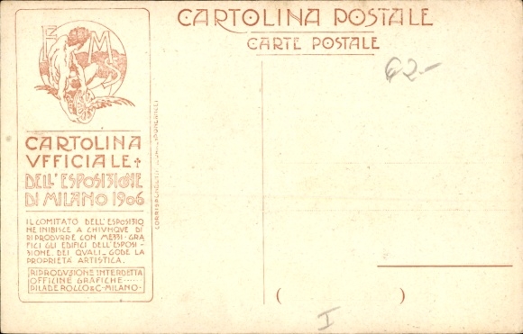 PC Milano Milan Lombardia, Esposizione 1906, Padiglione Citta di Milanoi