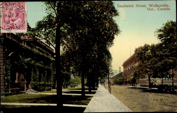 Postcard Walkerville Windsor Ontario Canada, Sandwich Street