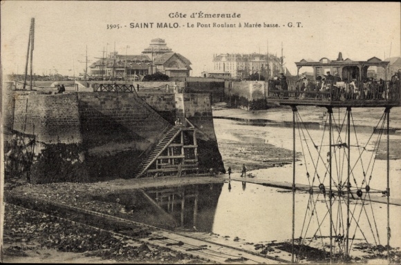 Postcard Saint Malo Ille et Vilaine, Pont Roulant a Marée basse
