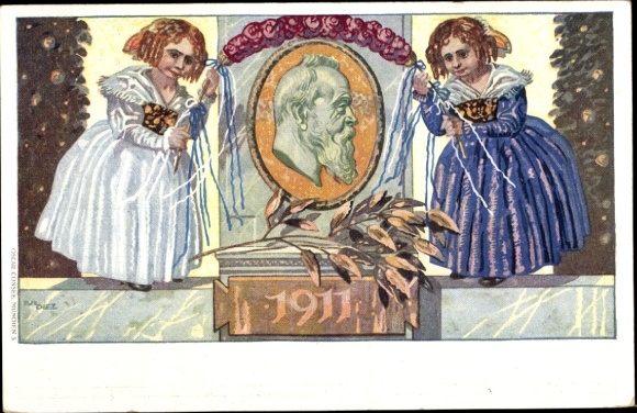 Postwaardestuk kunstenaarsbriefkaart Diez, M., prins-regent Luitpold van Beieren 1911, 5 Pfennig