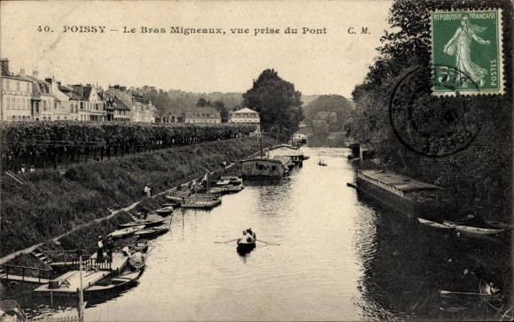 Ak Poissy Yvelines, Poissy - Le Bras Migneaux, vue prise du Pont C. M.