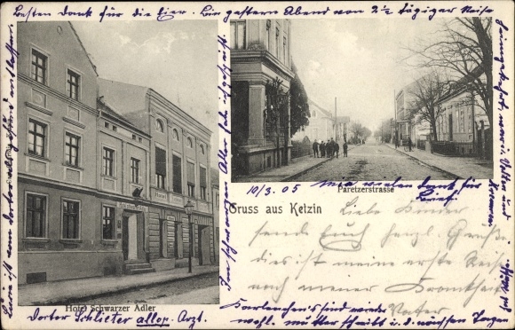 Postcard Ketzin on the Havel, Hotel Schwarzer Adler, Paretzerstrasse