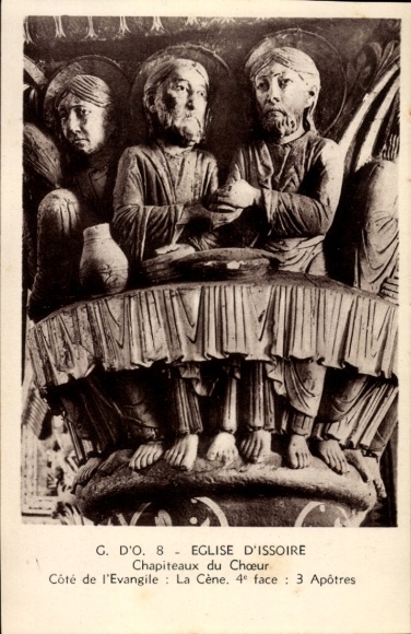 Postcard Issoire Puy de Dôme, Three Apostles, Capitals, Church, La Cène