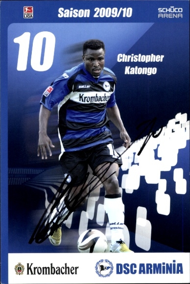 Autograph card footballer Christopher Katongo, DSC Arminia Bielefeld, autograph