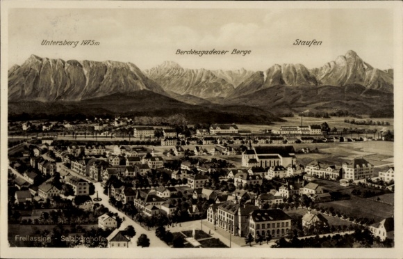 Postcard Freilassing Upper Bavaria, Salzburghofen, Untersberg, Berchtesgadener Berg