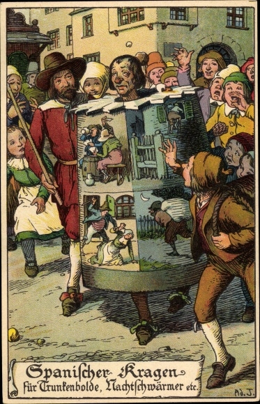 Artist Chromo-Litho Jodolfi, Spanish collar for drunkards and night owls