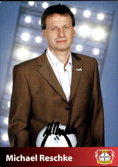 Autogrammkarte Fußball Lehrer Michael Reschke, Bayer 04 Leverkusen, Autogramm