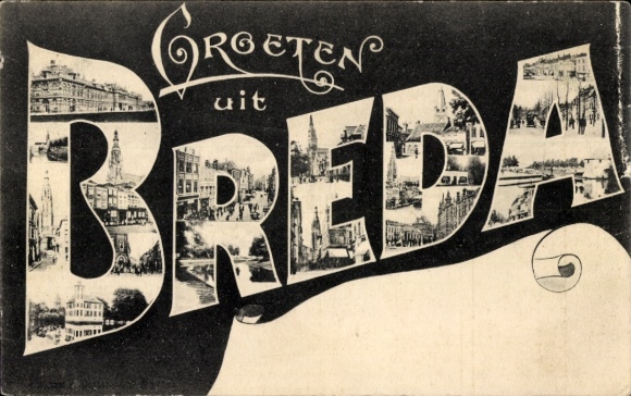Buchstaben Ak Breda Nordbrabant Niederlande, Detailansichten der Stadt