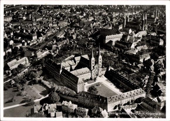 Postcard Bamberg in Upper Franconia, aerial photograph