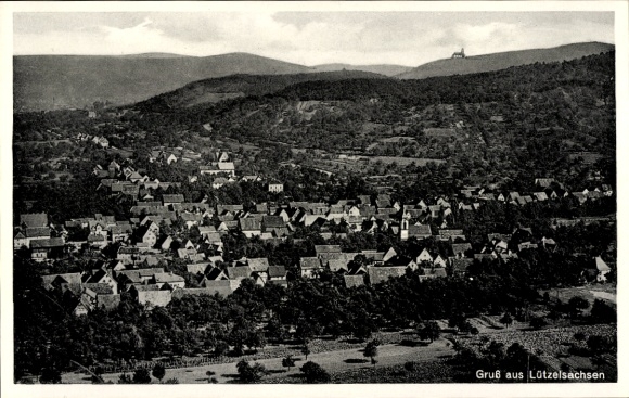 Postcard Lützelsachsen Weinheim an der Bergstraße Baden, aerial photograph
